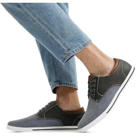 Bruno Marc Men Grey Sneakers Canvas Synthetic Lace Up Comfortable Casual Shoes - Picture 4 of 9